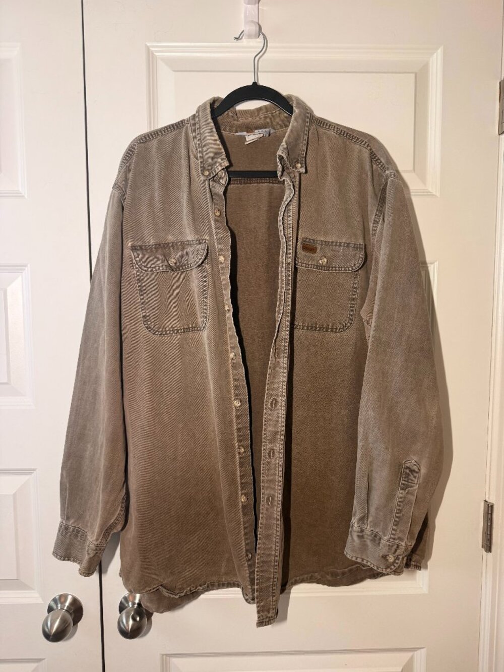Carhartt Brown/Tan Button-Front Work Shirt – Men’s XL
